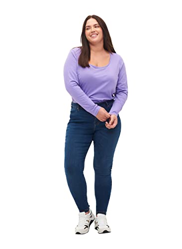 Zizzi Damen Große Größen Jeggings Baumwolle Stretch, Skinny Fit Hose für Frauen im Plus Size STR Gr M (46/48) Blue Denim von Zizzi