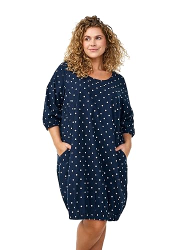 Zizzi Damen Große Größen Kleid 3/4 Ärmel Baumwolle Größe Gr S Navy Blazer Dot von Zizzi