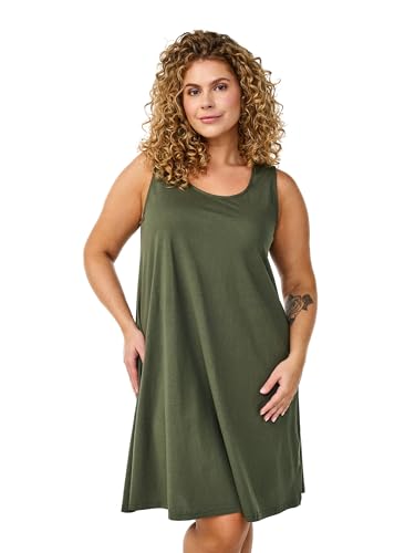 Zizzi Damen Große Größen Kleid Baumwolle Rundhals A-Linie Größe Gr XL Thyme Solid Zizzi Damen Große Größen Kleid Baumwolle Rundhals A-Linie Größe Gr XL Thyme Solid von Zizzi