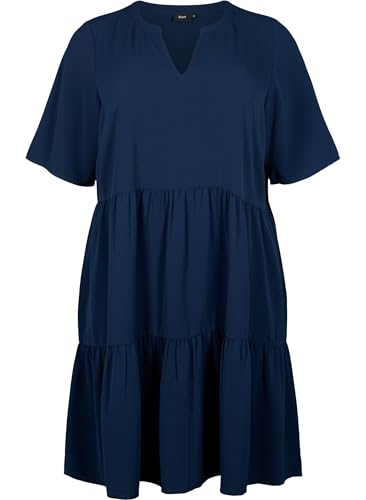 Zizzi Damen Große Größen Kleid Kurzarm V-Ausschnitt Locker Größe Gr S Navy Blazer von Zizzi