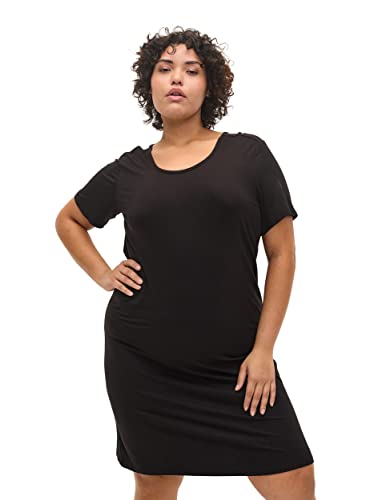 Zizzi Damen Große Größen Kleid Kurze Ärmel Kurzarm Viskose Gr. 42-44 Black von Zizzi