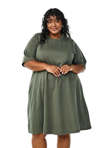 Zizzi Damen Große Größen Kleid Kurze Ärmel Rundhals Jersey Größe Gr M Thyme von Zizzi