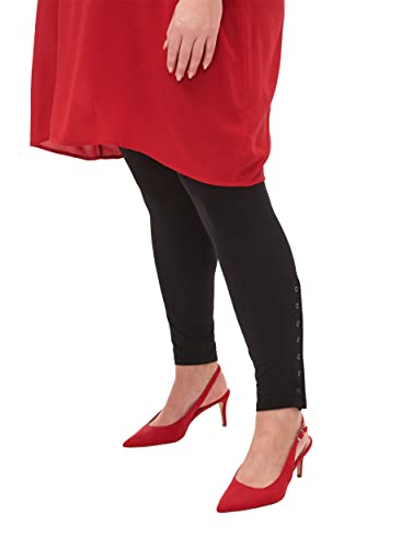 Zizzi Damen Große Größen Leggings Viskose Knöpfe Gr. Gr M Black - Plus Size Damen Kleidung von Zizzi