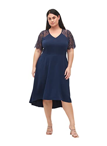 Zizzi Damen Große Größen Midikleid Spitze Kurze Ärmel Gr 58-60 Navy Blazer von Zizzi