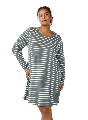 Zizzi Damen Große Größen Nachthemd Baumwolle Langarm Größen 42–64 Gr L Balsam Green W.White von Zizzi