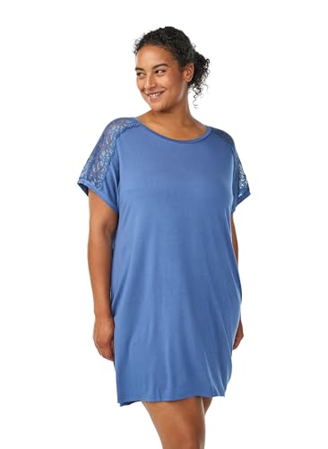 Zizzi Damen Große Größen Nachthemd Spitze Viskose Größe 42–60 Gr XL Vintage Indigo von Zizzi