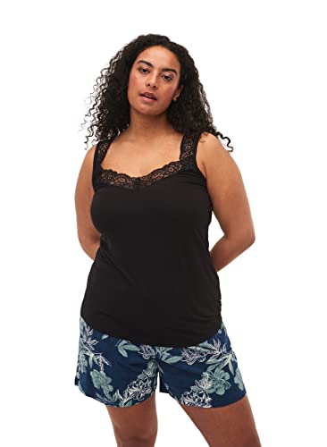 Zizzi Damen Große Größen Nachthemd Viskose Spitze Gr Gr XL (54/56) Black von Zizzi