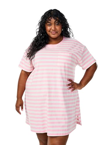 Zizzi Damen Große Größen Nachtshirt Bio-Baumwolle Streifen Größe Gr L Fairy Tale Stripe von Zizzi