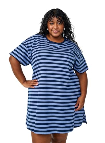 Zizzi Damen Große Größen Nachtshirt Bio-Baumwolle Streifen Größe Gr S English Manor Stripe von Zizzi