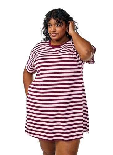 Zizzi Damen Große Größen Nachtshirt Bio-Baumwolle Streifen Größe Gr XL Fig Stripe von Zizzi