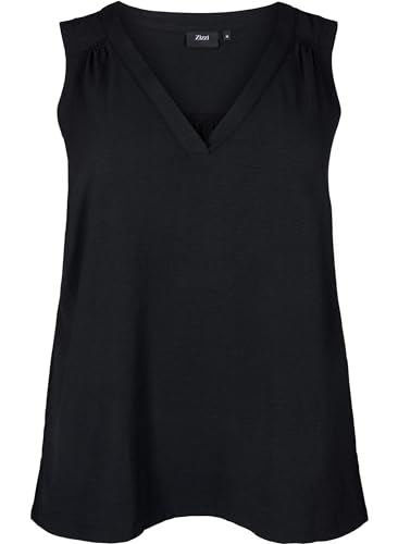 Zizzi Damen Große Größen Oberteil Ärmellos Smock V-Ausschnitt Größen 42–60 Gr L Black von Zizzi