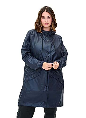 Zizzi Damen Große Größen Regenjacke mit Kapuze und Taschen Gr. - Plus Size Damen Kleidung 42-44 Night Sky von Zizzi