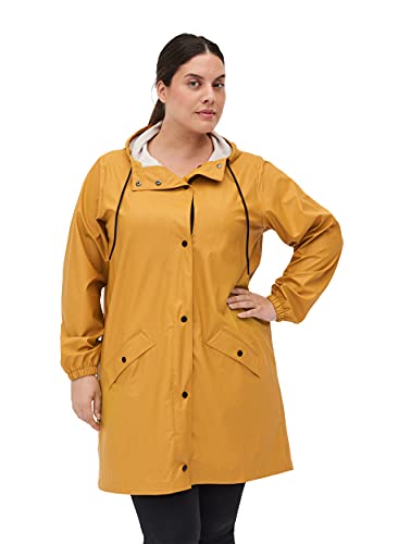 Zizzi Damen Große Größen Regenjacke mit Kapuze und Taschen Gr. - Plus Size Damen Kleidung 42-44 Spruce Yellow von Zizzi