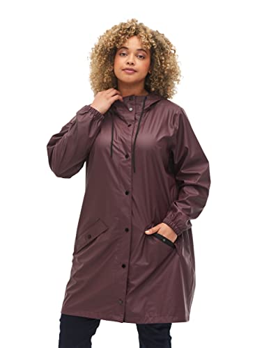 Zizzi Damen Große Größen Regenjacke mit Kapuze und Taschen Gr. - Plus Size Damen Kleidung 42-44 Fudge von Zizzi