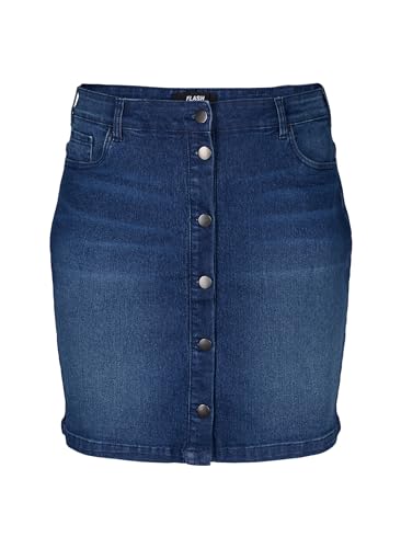 Zizzi Damen Große Größen Rock Denim Knöpfe Gr. Gr S (42/44) Dark Blue Denim von Zizzi