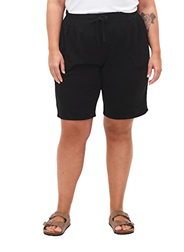 Zizzi Damen Große Größen Shorts Baumwolle Taschen Gr 42-44 Black von Zizzi