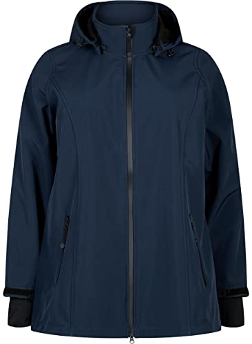 Zizzi Damen Große Größen Softshell Jacke Kurz Kapuze Gr 46-48 Night Sky von Zizzi