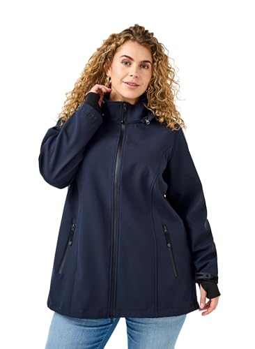 Zizzi Damen Große Größen Softshell Jacke Kurz Kapuze Gr Gr XXXL Night Sky von Zizzi