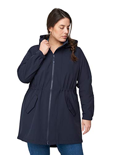 Zizzi Damen Große Größen Softshell Jacke mit Kapuze und Reißverschluss Gr 46-48 Night Sky solid von Zizzi