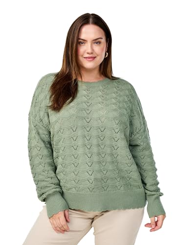Zizzi Damen Große Größen Strickbluse Gemustert Rundhalsausschnitt Größe Gr XL Green Bay von Zizzi
