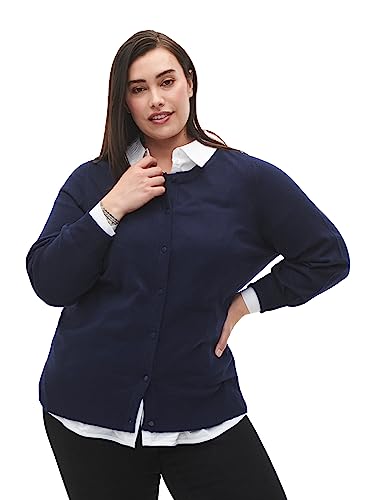 Zizzi Damen Große Größen Strickjacke Strickwaren Viskose Knöpfe Größe 42-44 Navy Blazer von Zizzi