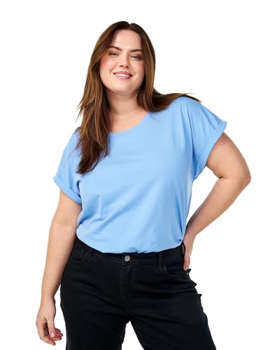 Zizzi Damen Große Größen T-Shirt 2er-Pack Baumwolle Rundhalsausschnitt Gr Gr XXL Della R. Blue/Black von Zizzi