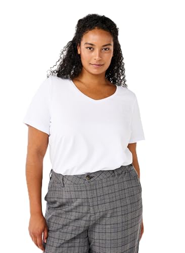 Zizzi Damen Große Größen T-Shirt Basic Baumwolle Kurzarm Kurze Ärmel Gr. Gr XXL Bright White von Zizzi