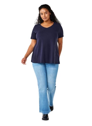 Zizzi Damen Große Größen T-Shirt Basic Baumwolle Kurzarm Kurze Ärmel Gr. Gr XXXL Night Sky von Zizzi