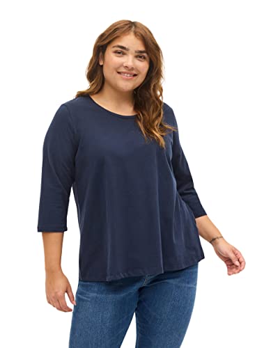 Zizzi Damen Große Größen T-Shirt Baumwolle 3/4-Ärmel Gr. 58-60 Navy Blazer von Zizzi