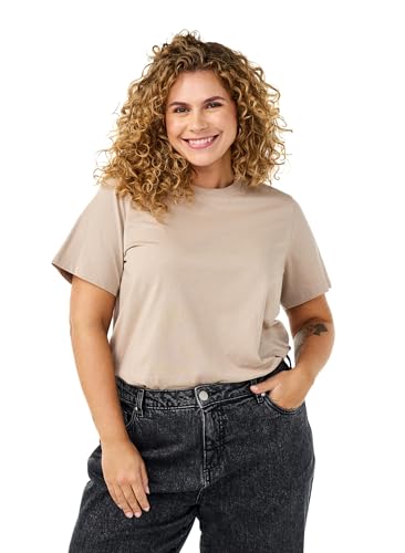 Zizzi Damen Große Größen T-Shirt Baumwolle Kurze Ärmel Größe Gr M Simply Taupe von Zizzi