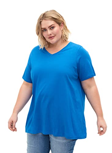 Zizzi Damen Große Größen T-Shirt Baumwolle Modal A-Linie Gr 42-44 French Blue von Zizzi