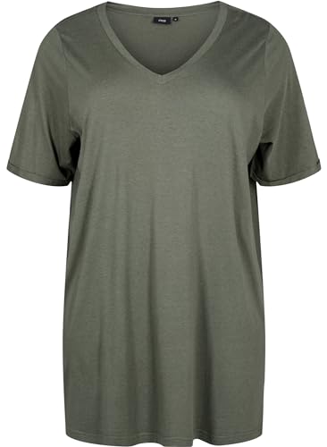 Zizzi Damen Große Größen T-Shirt Baumwolle Oversize Print Gr Gr M (46/48) Thyme von Zizzi