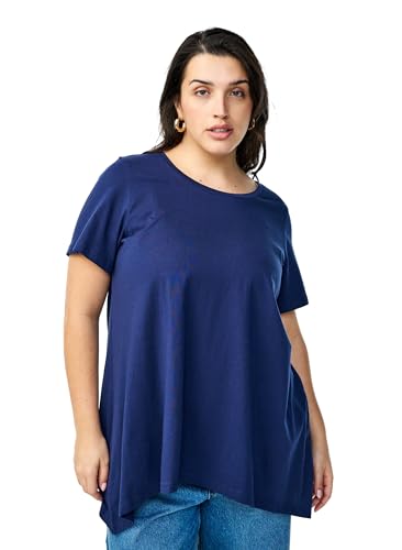 Zizzi Damen Große Größen T-Shirt Baumwolle Rundhals A-Form Größe Gr L Naval Academy von Zizzi