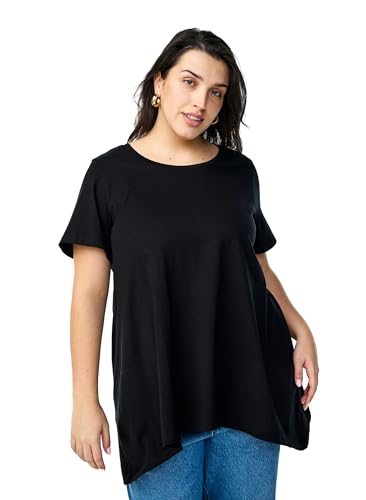 Zizzi Damen Große Größen T-Shirt Baumwolle Rundhals A-Form Größe Gr S Black von Zizzi