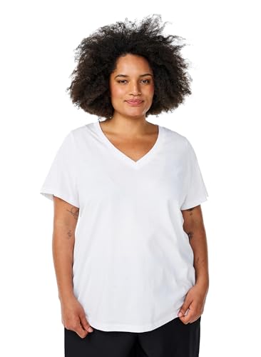 Zizzi Damen Große Größen T-Shirt Baumwolle V-Ausschnitt Größe Gr XL White Zizzi Damen Große Größen T-Shirt Baumwolle V-Ausschnitt Größe Gr XL White von Zizzi