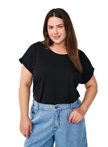 Zizzi Damen Große Größen T-Shirt Rundhals Viskose Größe Gr XXL Black Solid von Zizzi