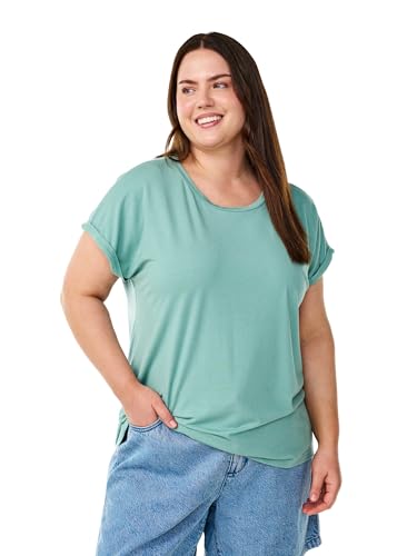 Zizzi Damen Große Größen T-Shirt Rundhals Viskose Größe Gr XXL Bristol Blue Mél. von Zizzi