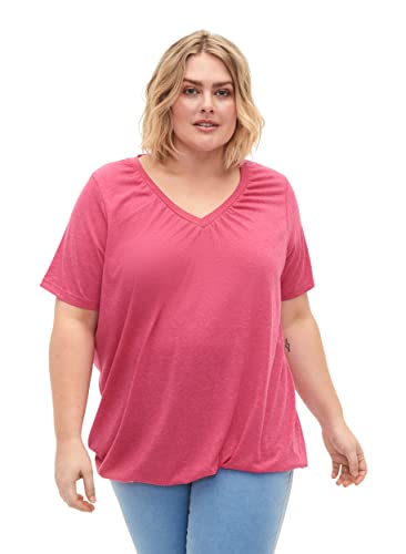 Zizzi Damen Große Größen T-Shirt V-Ausschnitt Elastischer Saum Gr 42-44 Beetroot Purple Mél von Zizzi