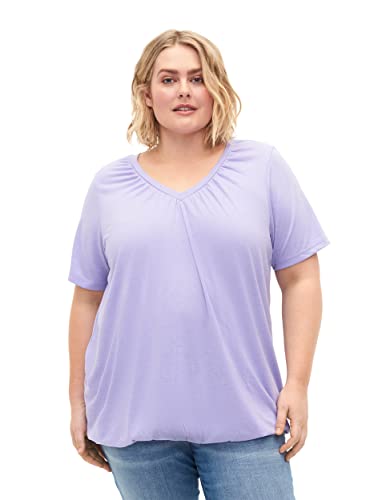 Zizzi Damen Große Größen T-Shirt V-Ausschnitt Elastischer Saum Gr 42-44 Lavender Mél von Zizzi