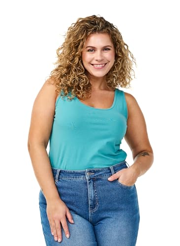 Zizzi Damen Große Größen Top Baumwolle Einfarbig Basic Gr. Gr M Bristol Blue von Zizzi