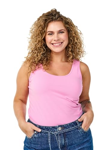 Zizzi Damen Große Größen Top Baumwolle Einfarbig Basic Gr. Gr XL Begonia Pink von Zizzi