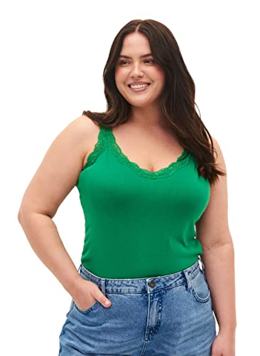 Zizzi Damen Große Größen Top Spitze Gr 42-44 Navy B/Jolly Green von Zizzi