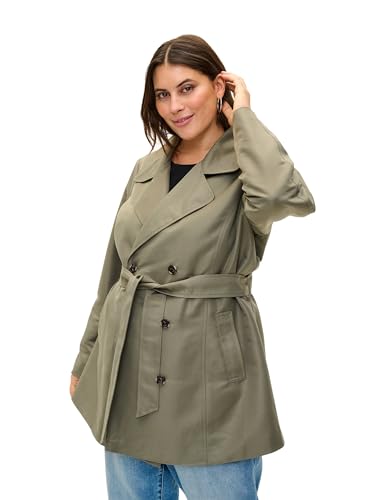 Zizzi Damen Große Größen Trenchcoat Gürtel Taschen Größe Gr M Dusty Olive von Zizzi