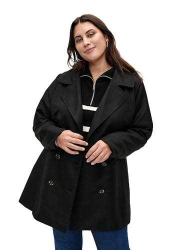 Zizzi Damen Große Größen Trenchcoat Gürtel Taschen Größe Gr XL (54/56) Black von Zizzi