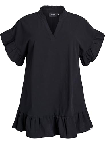 Zizzi Damen Große Größen Tunika Baumwolle Kurzarm Größe Gr S Black von Zizzi