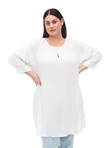 Zizzi Damen Große Größen Tunika Viskose 3/4-Ärmel Gr M Bright White von Zizzi