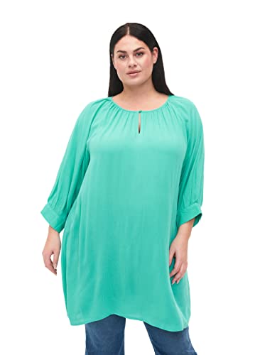 Zizzi Damen Große Größen Tunika Viskose 3/4-Ärmel Gr XL Turquoise von Zizzi