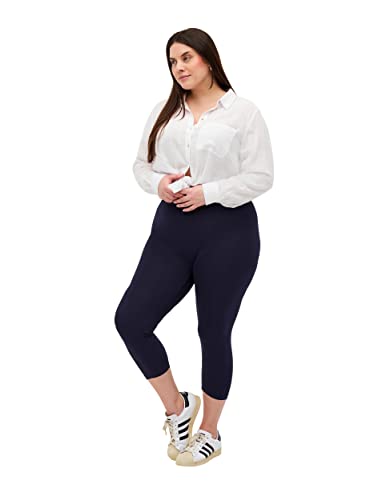 Zizzi Damen Große Größen Viskose Basis Leggings mit 3/4 Länge Gr 42-44 Night Sky von Zizzi