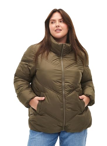 Zizzi Damen Große Größen Winterjacke Reißverschluss Puffer Kurz Größe 42 bis 60 42-44 Bungee Cord von Zizzi