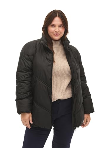 Zizzi Damen Große Größen Winterjacke Reißverschluss Puffer Kurz Größe 42 bis 60 46-48 Black von Zizzi